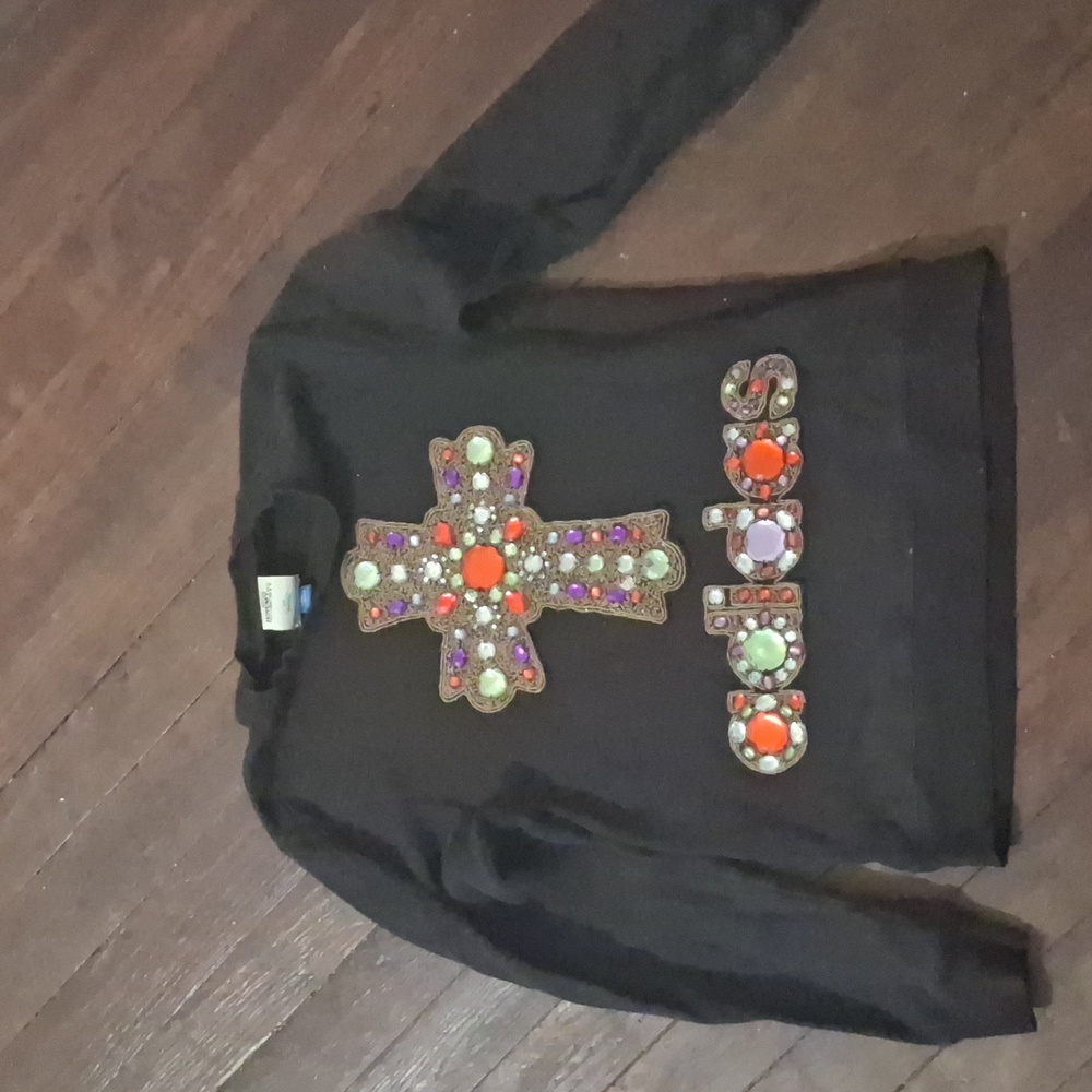 Jeremy Scott x Adidas Black Sweatshirt with Multicolor Embellishments